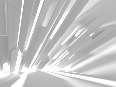 Beyaz Mimarlık inşaat Modern iç arka plan. 3D render illüstrasyon