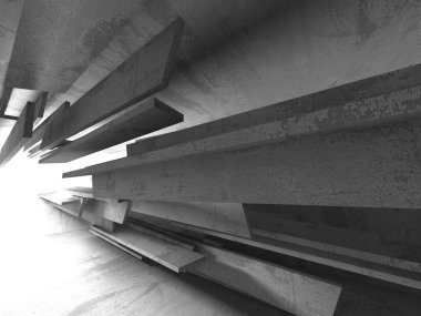 Geometrik beton mimari arka plan. 3D render illüstrasyon