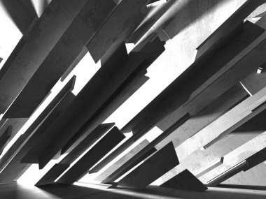 Geometrik beton mimari arka plan. 3D render illüstrasyon