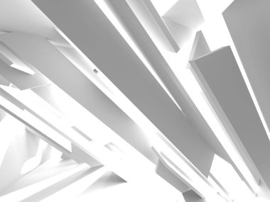 Beyaz Mimarlık inşaat Modern iç arka plan. 3D render illüstrasyon