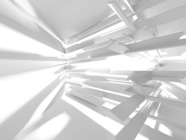 Beyaz Mimarlık inşaat Modern iç arka plan. 3D render illüstrasyon