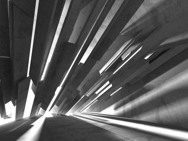 Geometrik beton mimari arka plan. 3D render illüstrasyon