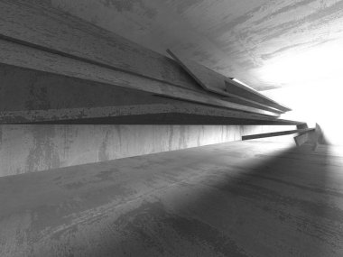 Geometrik beton mimari arka plan. 3D render illüstrasyon