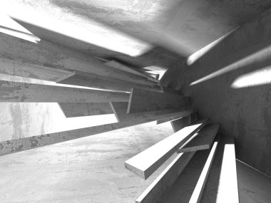 Geometrik beton mimari arka plan. 3D render illüstrasyon