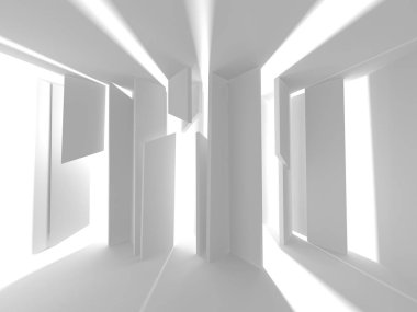 Soyut modern beyaz mimari arka planı. 3d resimleme