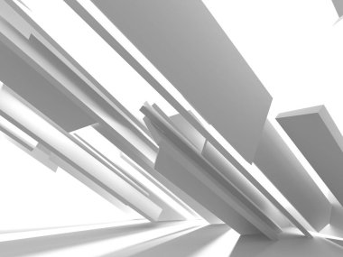 Soyut modern beyaz mimari arka planı. 3d resimleme