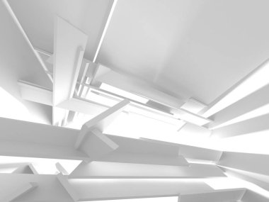 Fütüristik beyaz mimari tasarım arka plan. 3D render illüstrasyon