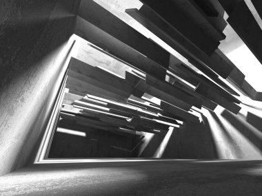 Geometrik beton mimari arka plan. 3D render illüstrasyon