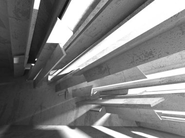 Beton mimari arka plan. Soyut boş karanlık oda. 3D render illüstrasyon