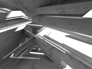 Beton mimari arka plan. Soyut boş karanlık oda. 3D render illüstrasyon