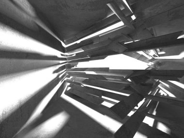 Beton mimari arka plan. Soyut boş karanlık oda. 3D render illüstrasyon