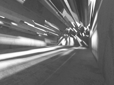 Beton mimari arka plan. Soyut boş karanlık oda. 3D render illüstrasyon