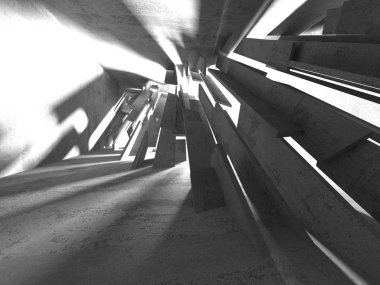 Beton mimari arka plan. Soyut boş karanlık oda. 3D render illüstrasyon