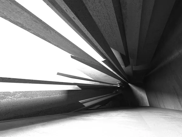 コンクリート建築の背景 抽象的な空の暗い部屋 レンダリング図 — ストック写真