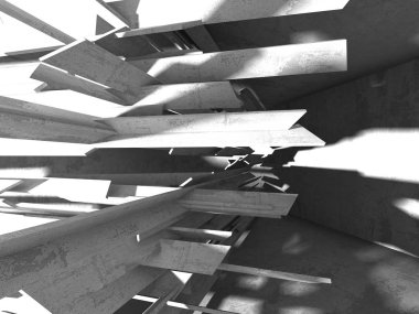 Geometrik beton mimari arka plan. 3D render illüstrasyon