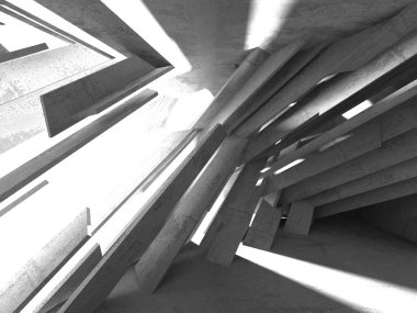 Geometrik beton mimari arka plan. 3D render illüstrasyon