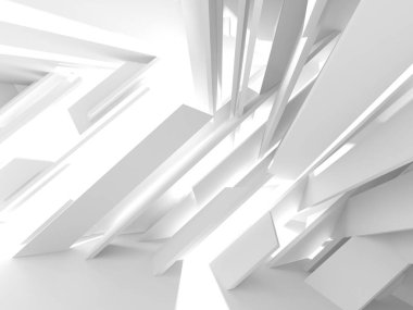 Soyut modern beyaz mimari arka planı. 3d resimleme