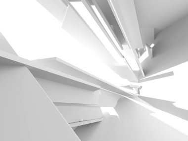 Beyaz Mimarlık inşaat Modern iç arka plan. 3D render illüstrasyon