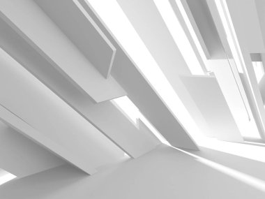 Soyut modern beyaz mimari arka planı. 3d resimleme