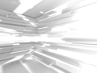 Soyut modern beyaz mimari arka planı. 3d resimleme