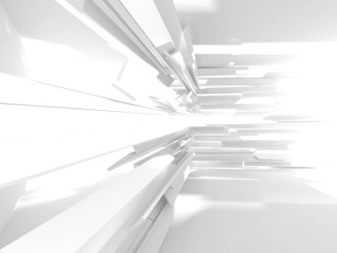 Soyut modern beyaz mimari arka planı. 3d resimleme