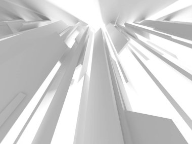 Fütüristik beyaz mimari tasarım arka plan. 3D render illüstrasyon