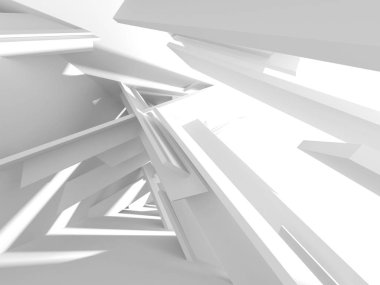 Fütüristik beyaz mimari tasarım arka plan. 3D render illüstrasyon