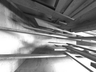 Geometrik beton mimari arka plan. 3D render illüstrasyon