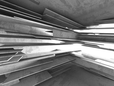 Geometrik beton mimari arka plan. 3D render illüstrasyon