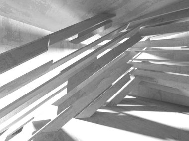 Beton mimari arka plan. Soyut boş karanlık oda. 3D render illüstrasyon