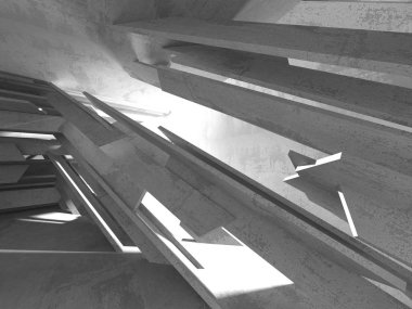 Beton mimari arka plan. Soyut boş karanlık oda. 3D render illüstrasyon