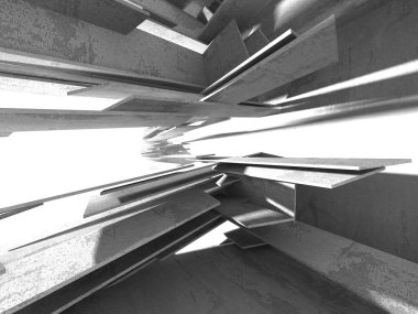 Beton mimari arka plan. Soyut boş karanlık oda. 3D render illüstrasyon