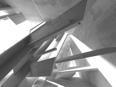 Geometrik beton mimari arka plan. 3D render illüstrasyon