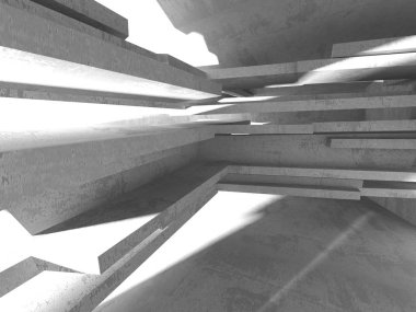 Geometrik beton mimari arka plan. 3D render illüstrasyon