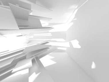 Soyut modern beyaz mimari arka planı. 3d resimleme