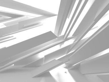 Soyut modern beyaz mimari arka planı. 3d resimleme