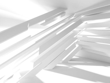 Soyut modern beyaz mimari arka planı. 3d resimleme