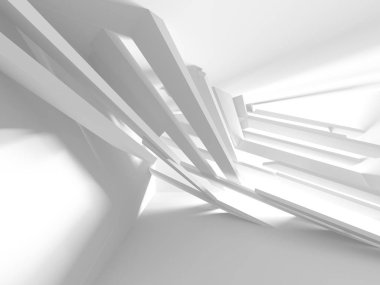 Soyut modern beyaz mimari arka planı. 3d resimleme