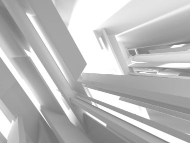 Fütüristik beyaz mimari tasarım arka plan. 3D render illüstrasyon