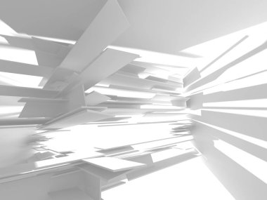 Fütüristik beyaz mimari tasarım arka plan. 3D render illüstrasyon