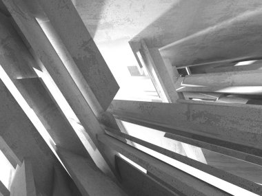 Karanlık Bodrum boş odası iç. Beton duvarlar. Mimari arka plan. 3D render illüstrasyon