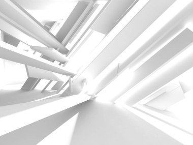 Beyaz Mimarlık inşaat Modern iç arka plan. 3D render illüstrasyon