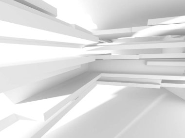 Beyaz Mimarlık inşaat Modern iç arka plan. 3D render illüstrasyon