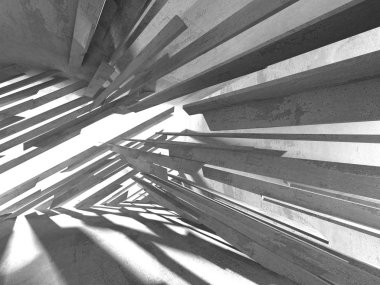 Geometrik beton mimari arka plan. 3D render illüstrasyon