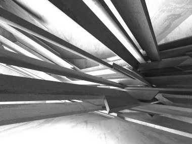 Geometrik beton mimari arka plan. 3D render illüstrasyon