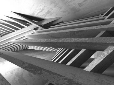 Geometrik beton mimari arka plan. 3D render illüstrasyon