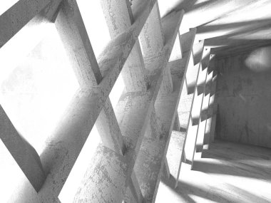 Geometrik beton mimari arka plan. 3D render illüstrasyon