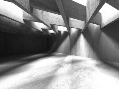 Geometrik beton mimari arka plan. 3D render illüstrasyon