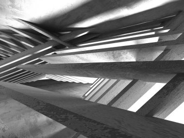 Geometrik beton mimari arka plan. 3D render illüstrasyon