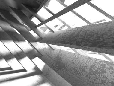 Geometrik beton mimari arka plan. 3D render illüstrasyon